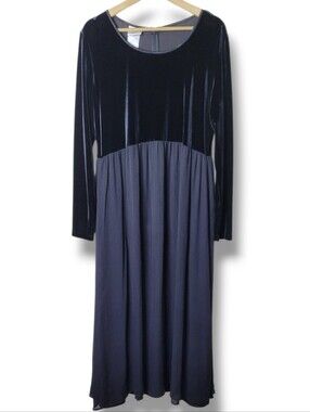 Vintage Laura Ashley Black Long Sleeve Maxi Dress Size 14